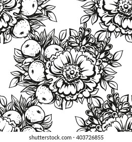 Abstract elegance seamless pattern with floral background