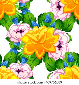 Abstract elegance seamless pattern with floral background