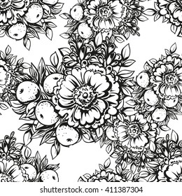 Abstract elegance seamless pattern with floral background