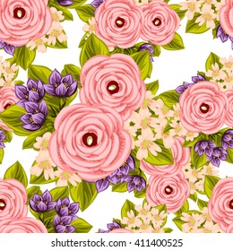 Abstract elegance seamless pattern with floral background