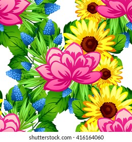 Abstract elegance seamless pattern with floral background