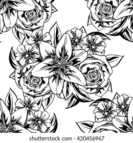 Abstract elegance seamless pattern with floral background