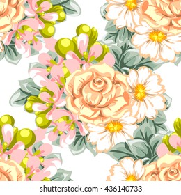 Abstract elegance seamless pattern with floral background