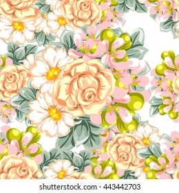 Abstract elegance seamless pattern with floral background