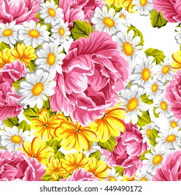 Abstract elegance seamless pattern with floral background