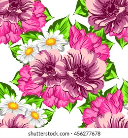 Abstract elegance seamless pattern with floral background