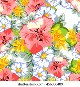 Abstract elegance seamless pattern with floral background