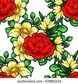 Abstract elegance seamless pattern with floral background