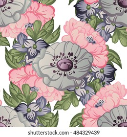 Abstract elegance seamless pattern with floral background