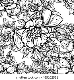 Abstract elegance seamless pattern with floral background