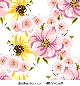Abstract elegance seamless pattern with floral background