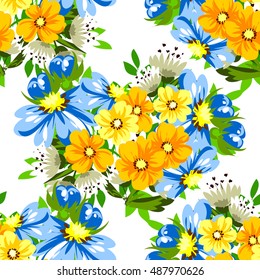 Abstract elegance seamless pattern with floral background