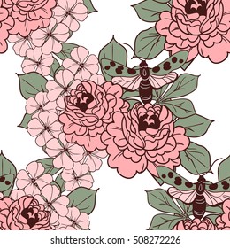 Abstract elegance seamless pattern with floral background