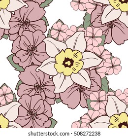 Abstract elegance seamless pattern with floral background