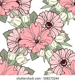 Abstract elegance seamless pattern with floral background