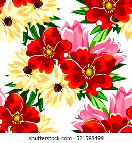 Abstract elegance seamless pattern with floral background