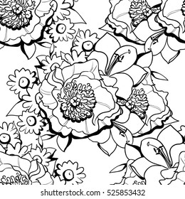 Abstract elegance seamless pattern with floral background
