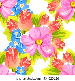 Abstract elegance seamless pattern with floral background