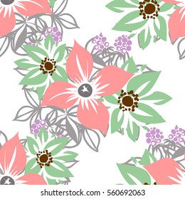 Abstract elegance seamless pattern with floral background