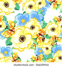 Abstract elegance seamless pattern with floral background