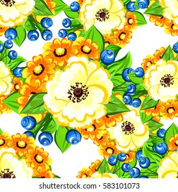 Abstract elegance seamless pattern with floral background