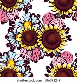 Abstract elegance seamless pattern with floral background