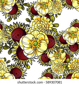 Abstract elegance seamless pattern with floral background