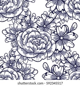 Abstract elegance seamless pattern with floral background