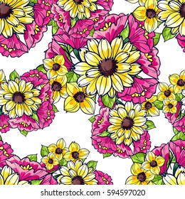 Abstract elegance seamless pattern with floral background