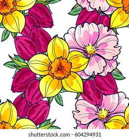Abstract elegance seamless pattern with floral background
