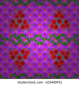 Abstract elegance seamless pattern with floral motifs on a orange background. Decorative poppy flowers repeating pattern. Vector illustration.