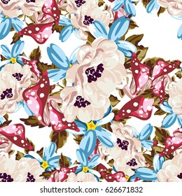 Abstract elegance seamless pattern with floral background