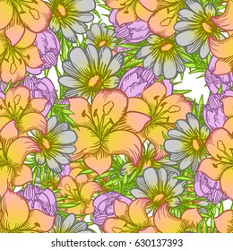 Abstract elegance seamless pattern with floral background