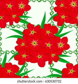 Abstract elegance seamless pattern with floral motifs on a beige background. Decorative primula flowers repeating pattern. Vector illustration.