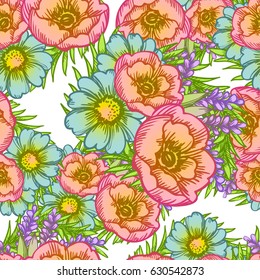 Abstract elegance seamless pattern with floral background