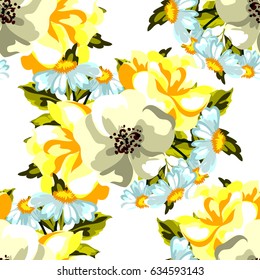 Abstract elegance seamless pattern with floral background