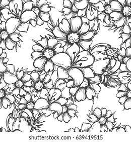 Abstract elegance seamless pattern with floral background