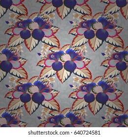 Abstract elegance seamless pattern with floral motifs in pink and orange colors. Vector illustration.