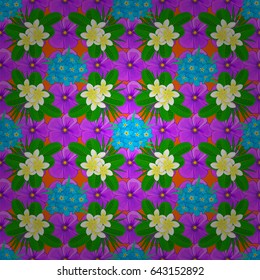 Abstract elegance seamless pattern with floral motifs on a orange background. Decorative plumeria flowers repeating pattern. Vector illustration.