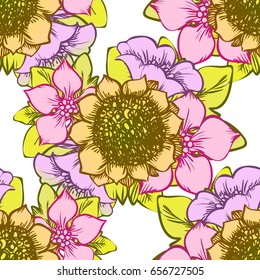 Abstract elegance seamless pattern with floral background