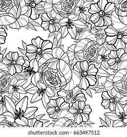 Abstract elegance seamless pattern with floral background