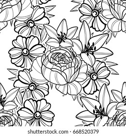 Abstract elegance seamless pattern with floral background