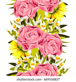 Abstract elegance seamless pattern with floral background