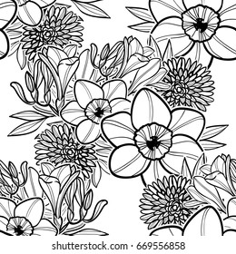 Abstract elegance seamless pattern with floral background
