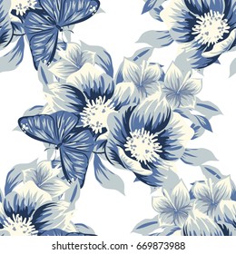 Abstract elegance seamless pattern with floral background
