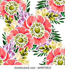 Abstract elegance seamless pattern with floral background