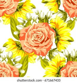 Abstract elegance seamless pattern with floral background