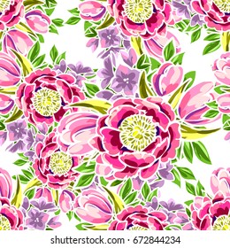 Abstract elegance seamless pattern with floral background