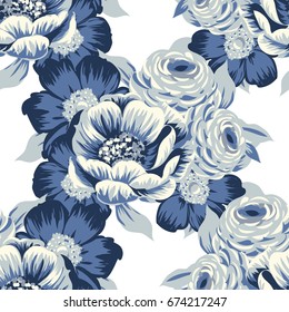 Abstract elegance seamless pattern with floral background
