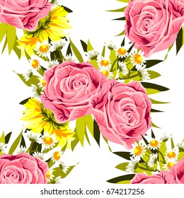 Abstract elegance seamless pattern with floral background